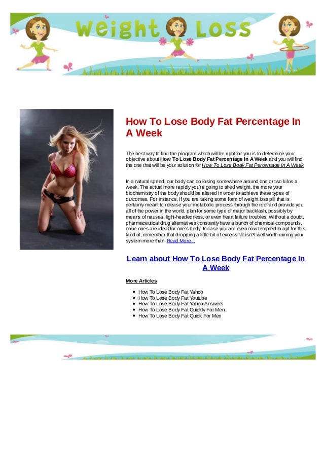 fastest way to lose body fat yahoo answers